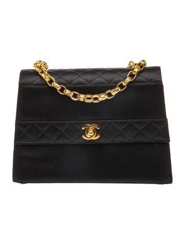 Quilted Satin Trapezoid Flap Bag