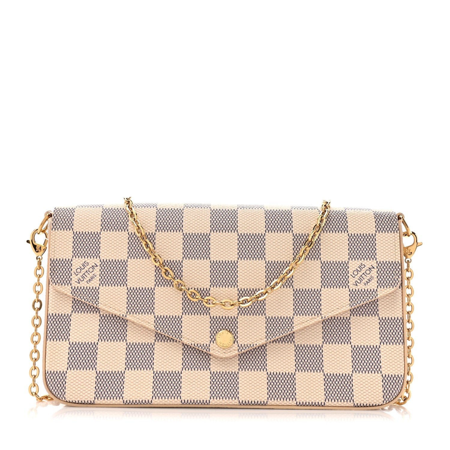 Louis Vuitton Damier Azur Pochette Felicie Chain Wallet Rose Ballerine