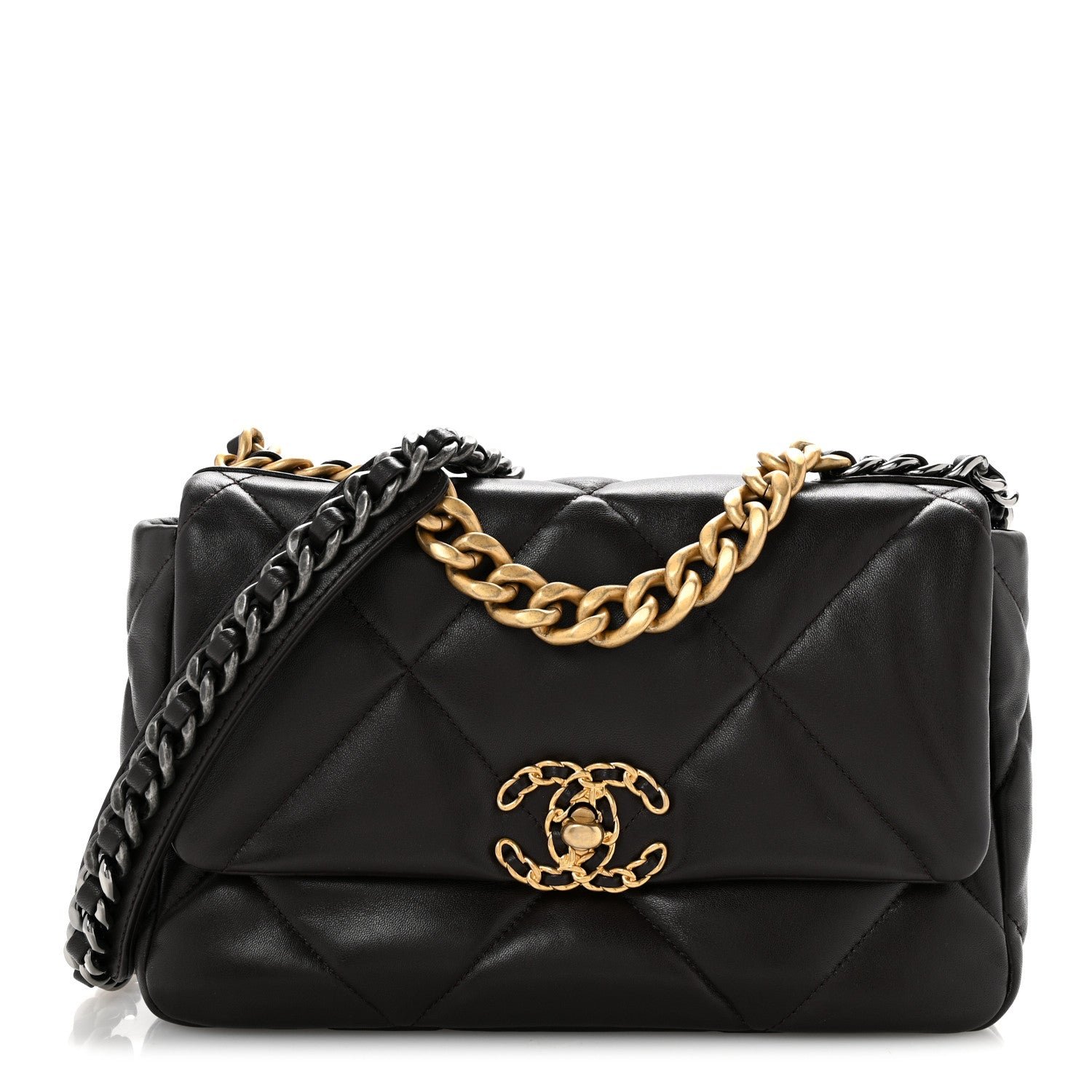 Chanel Lambskin Quilted Medium Chanel 19 Flap Dark Brown