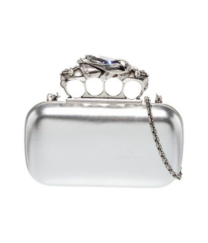 Alexander McQueen Mcqueen Leather Snake Knuckle Box Clutch