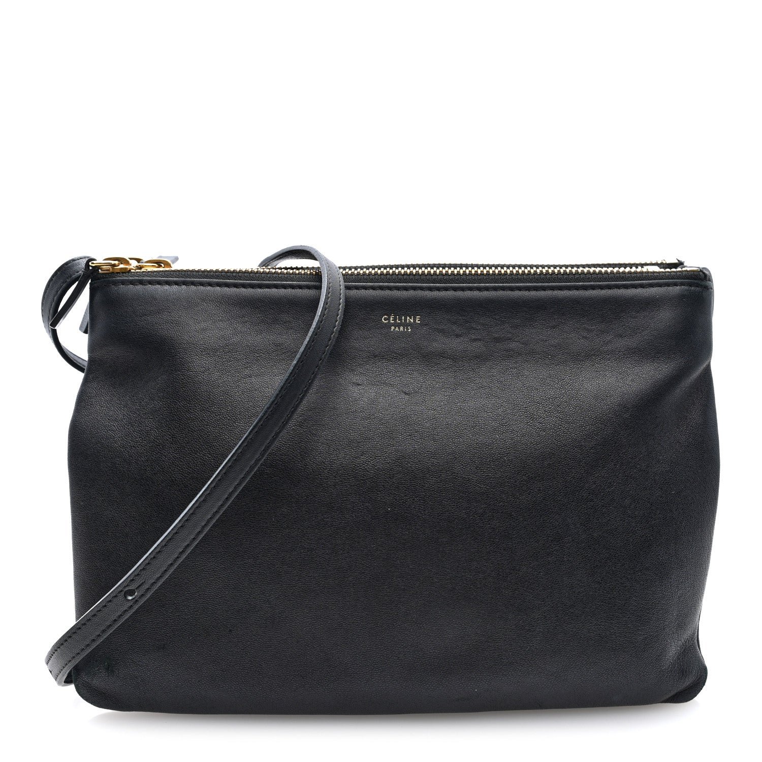 Celine Lambskin Large Trio Crossbody Bag Black