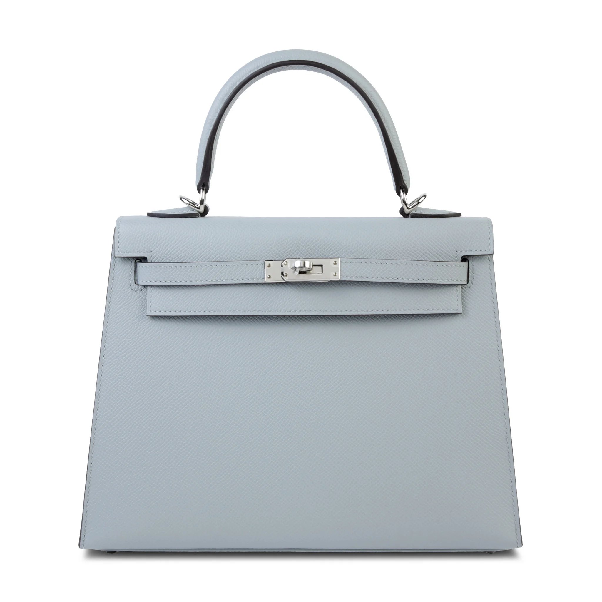 Unused ( Rank NS ) HERMÈS Kelly 25 Sellier Bleu Glacier (8U) Epsom Palladium hardware K (2025)