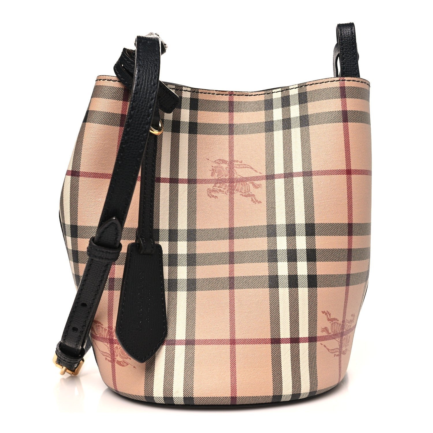 Burberry Haymarket Check Colours Small Lorne Bucket Crossbody Black