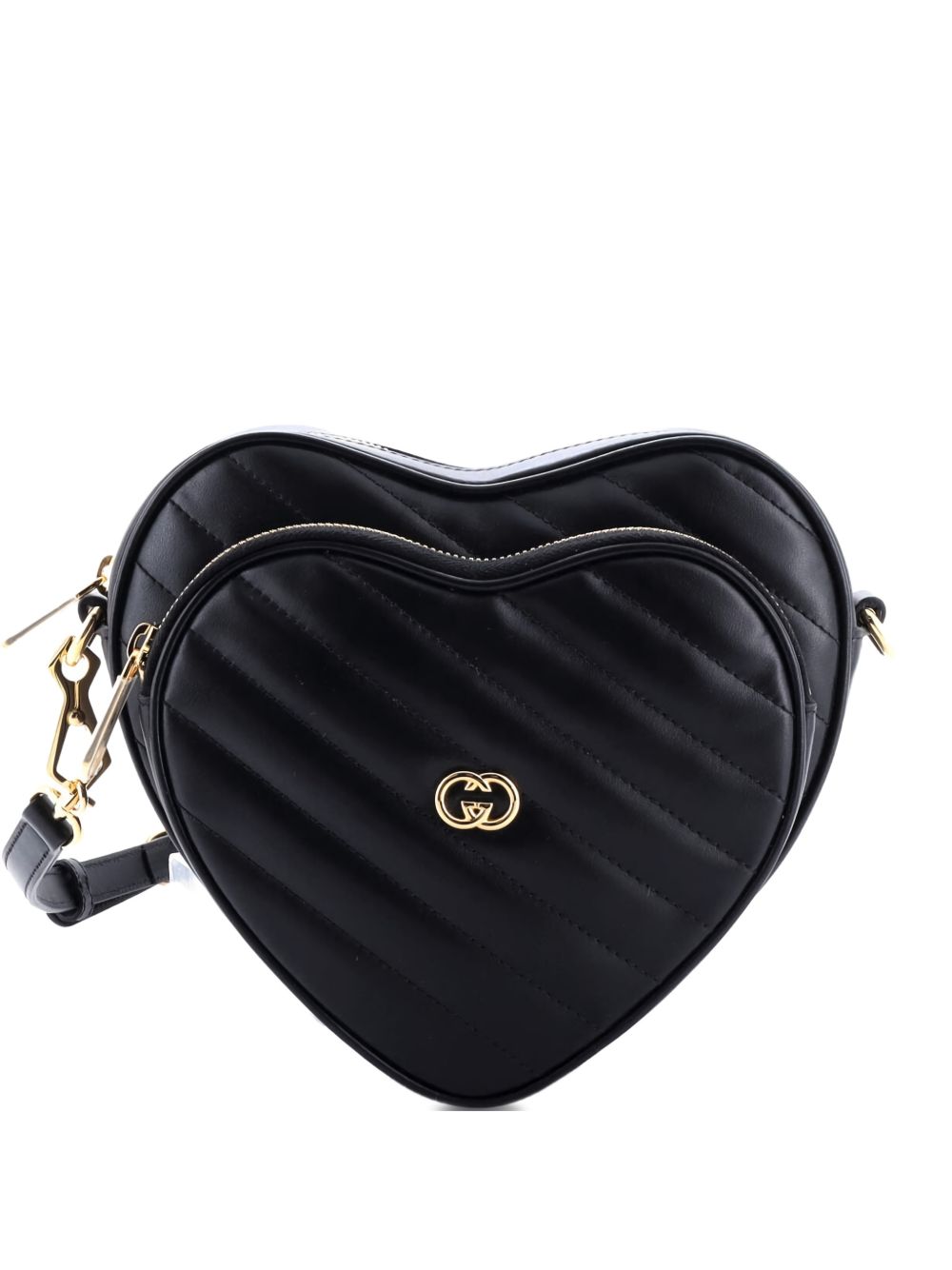 Interlocking G Heart Diagonal Quilted Leather Mini shoulder bag
