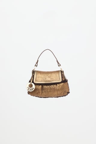 Metallic Shearling Mini Chef Bag