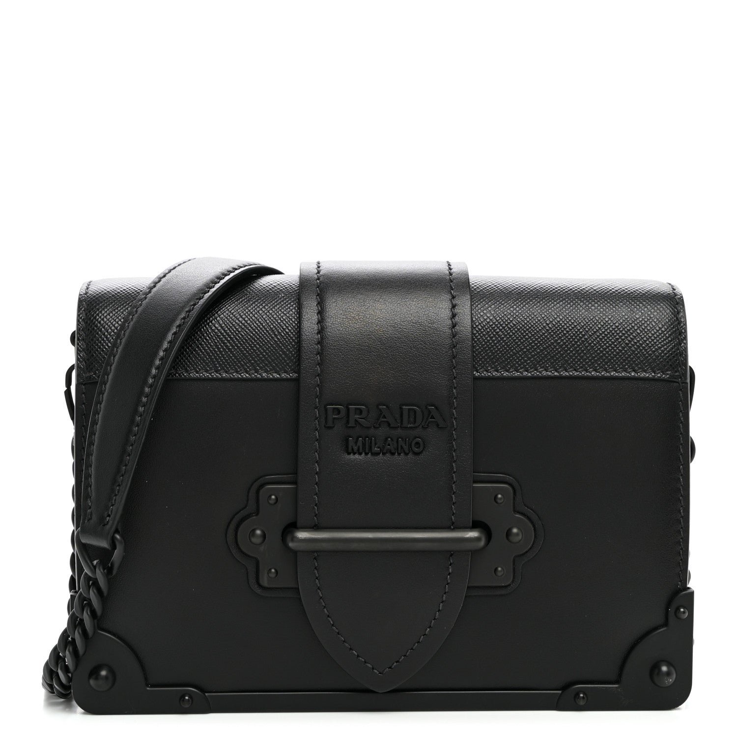 Prada City Calfskin Saffiano Cahier Bag Black