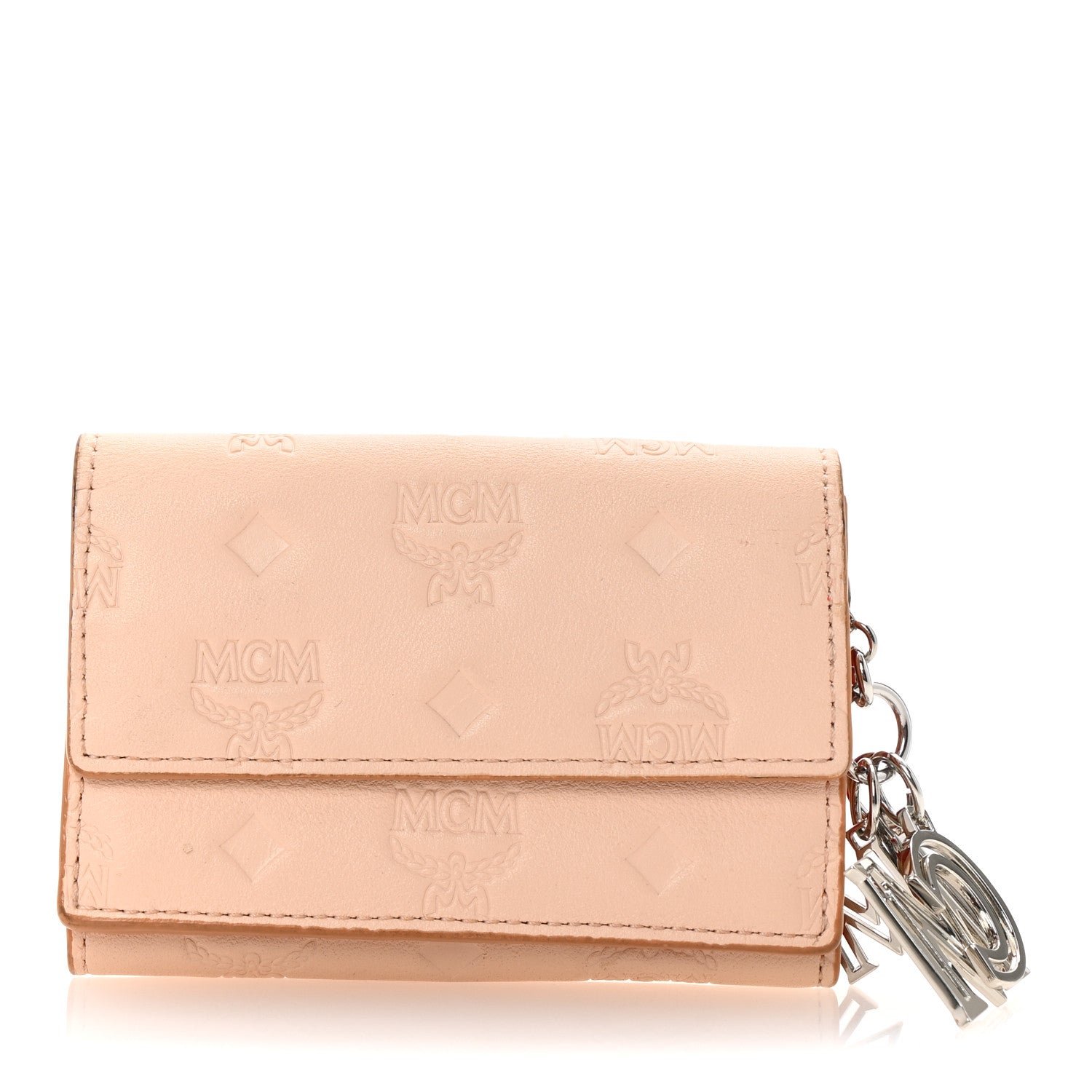 MCM MCM Calfskin Ottomar Monogram Tri-Fold Wallet Hot Coral