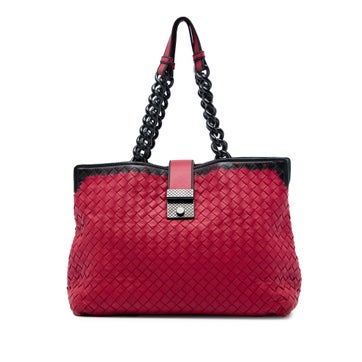 Nappa Leather Intrecciato Karung Glass Tote
