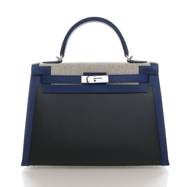 Hermes Bleu Saphir Toile H Sellier Kelly 32