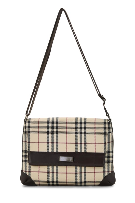 Brown Jacquard Check Flap Messenger Small