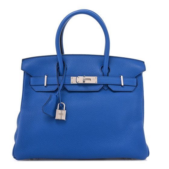 Hermes Taurillon Clemence Verso Birkin 30 Bleu Zellige Bleu Paradise