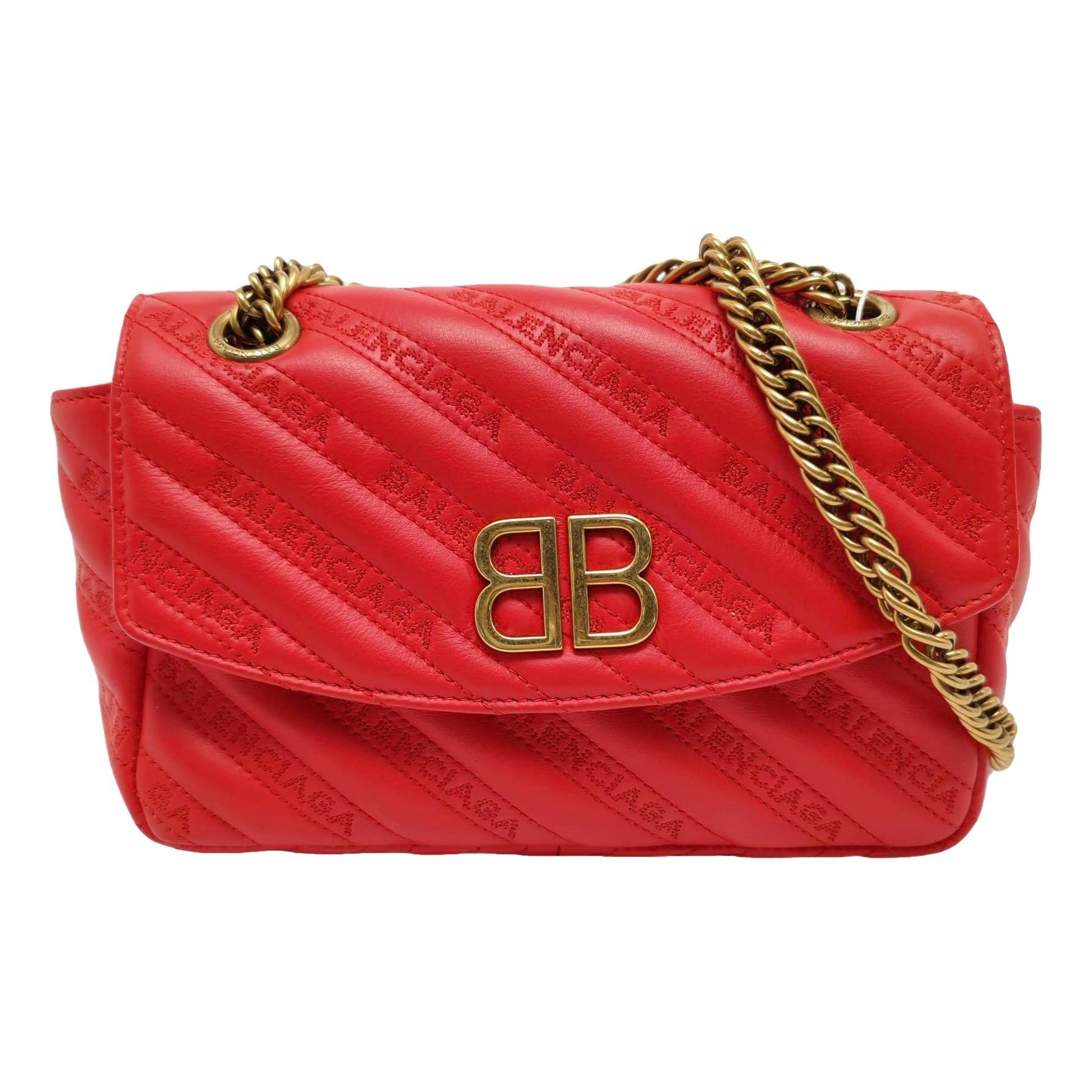 BB chain leather crossbody bag