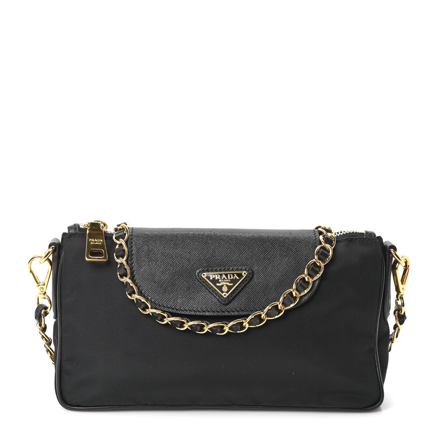 Prada Tessuto Nylon Saffiano Crossbody Bag Black
