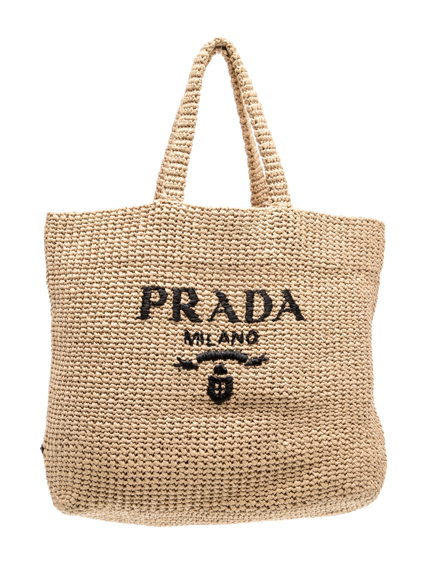 Enameled Metal Triangle Raffia Tote
