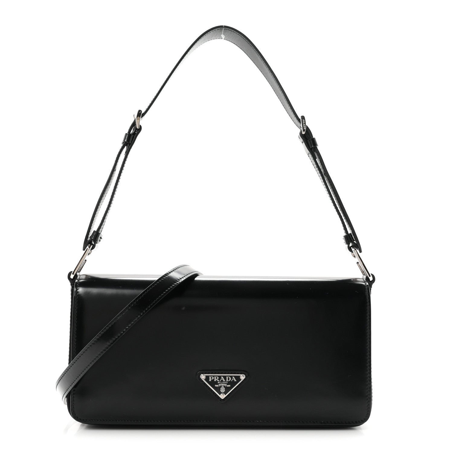 Prada Spazzolato Femme Flap Shoulder Bag Black