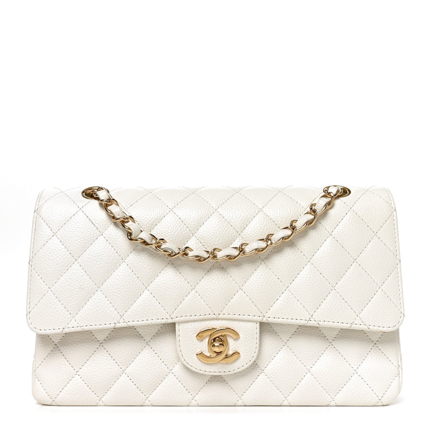 Chanel Caviar Quilted Medium Double Flap White