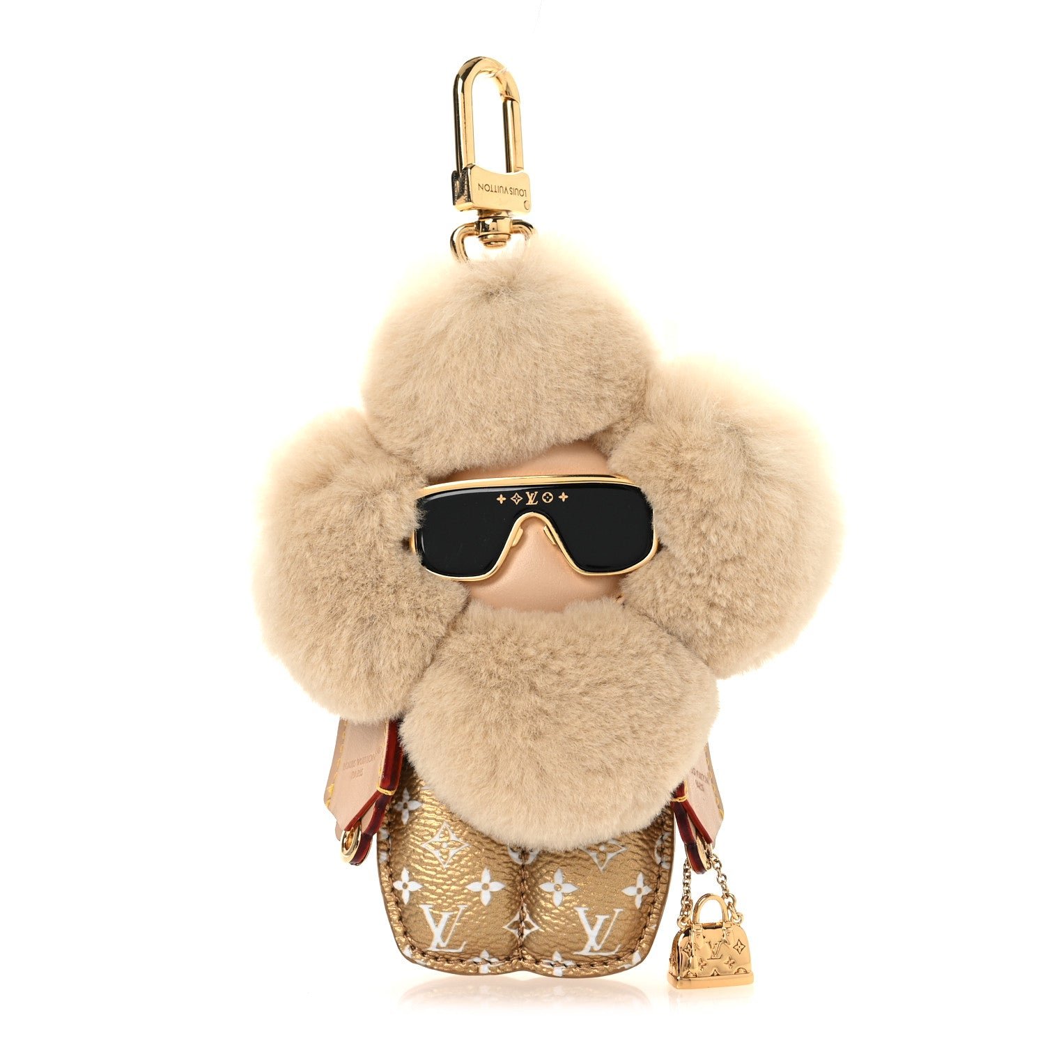 Louis Vuitton Metallic Monogram Mink Fur Vivienne Fashionista Bag Charm Key Holder