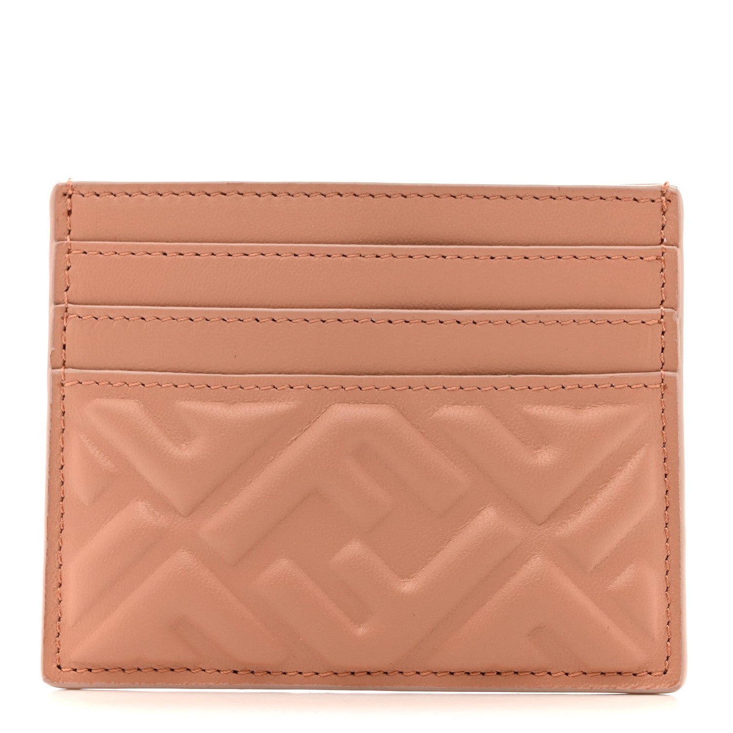 Fendi Nappa Matisse FF Embossed Card Holder Ballet Rose