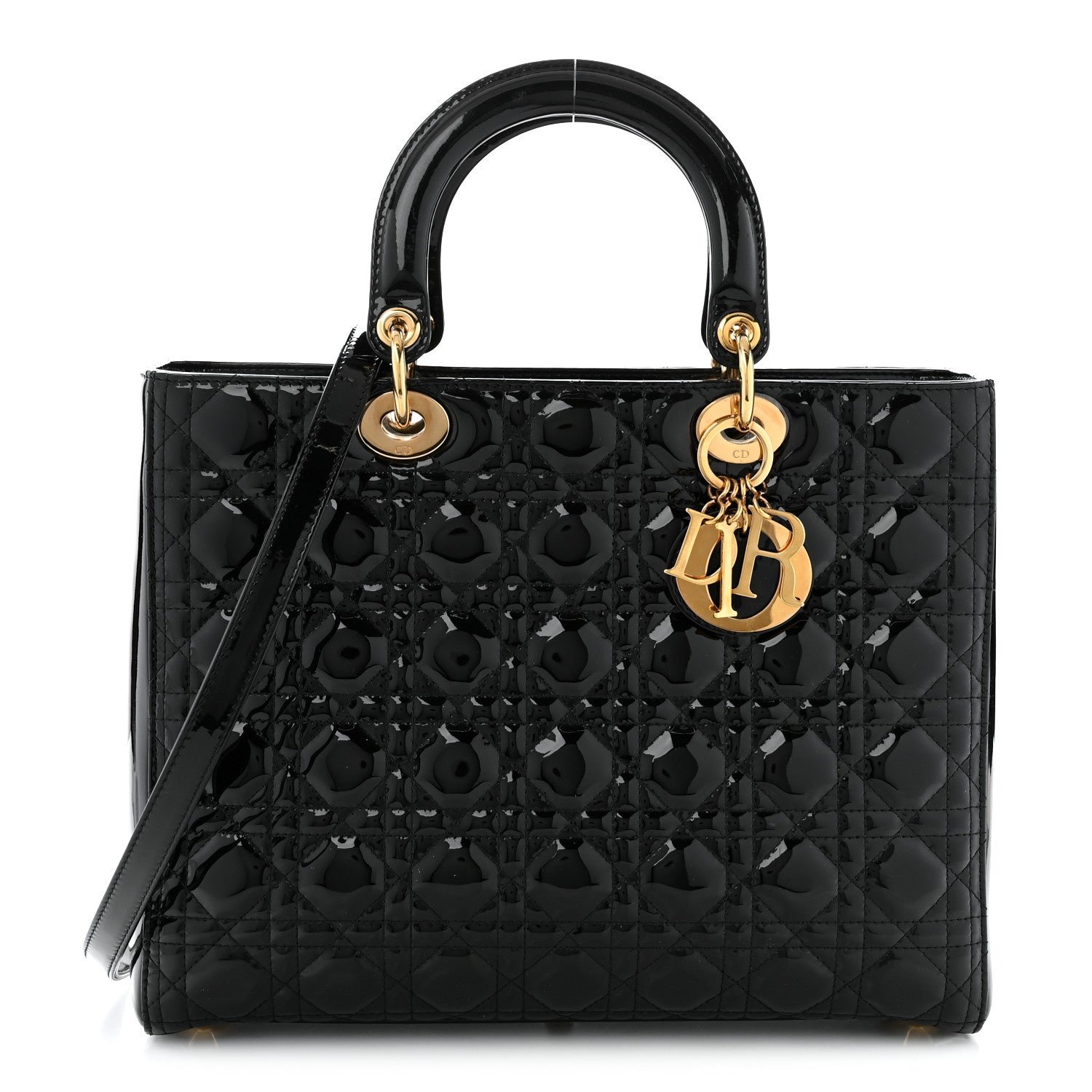 Christian Dior Patent Cannage Large Lady Dior Black