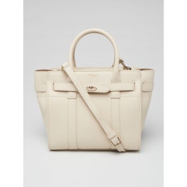 Mulberry Mulberry Chalk Classic Grain Leather Mini Zipped Bayswater Tote Bag