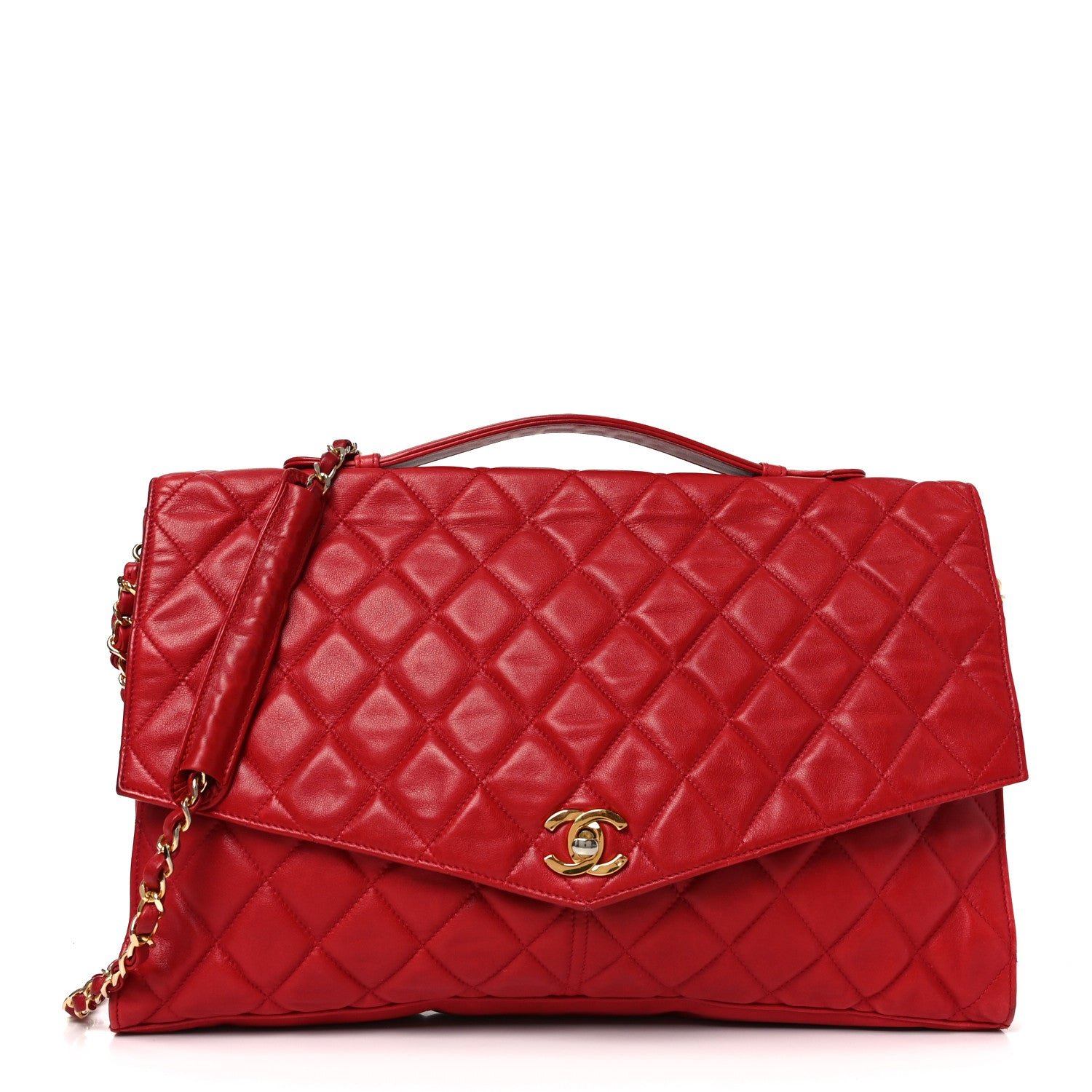 Chanel Lambskin Quilted Single Flap Red