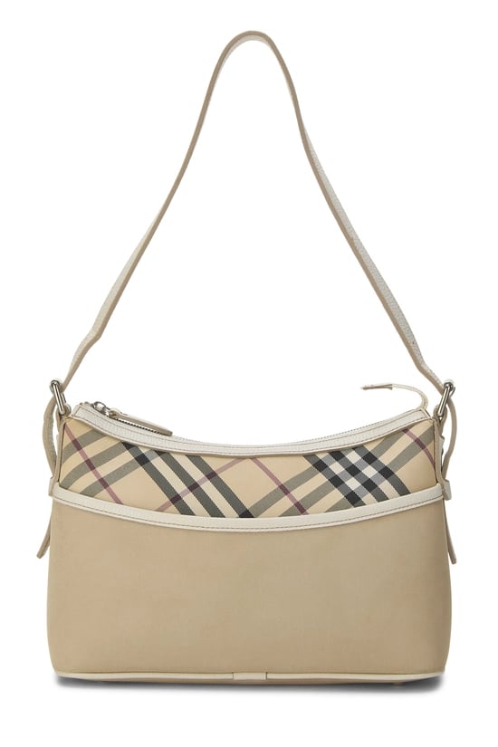 Burberry Beige Nylon Check Satchel Shoulder Bag