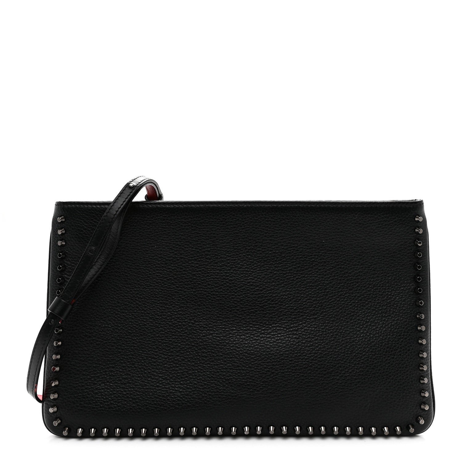 Christian Louboutin Calfskin Studded Loubiposh Clutch Black