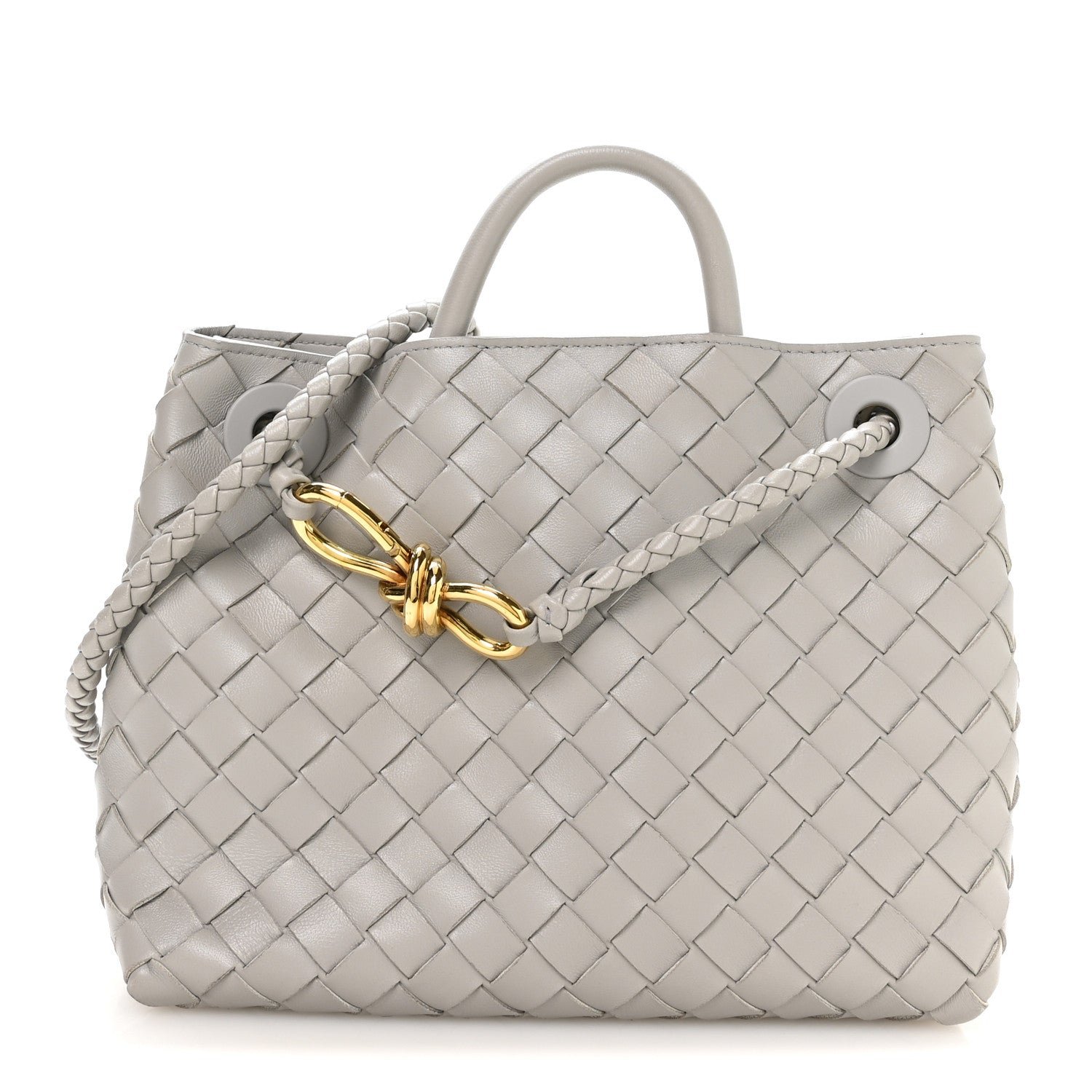Bottega Veneta Nappa Intrecciato Small Andiamo Shoulder Bag Sterling