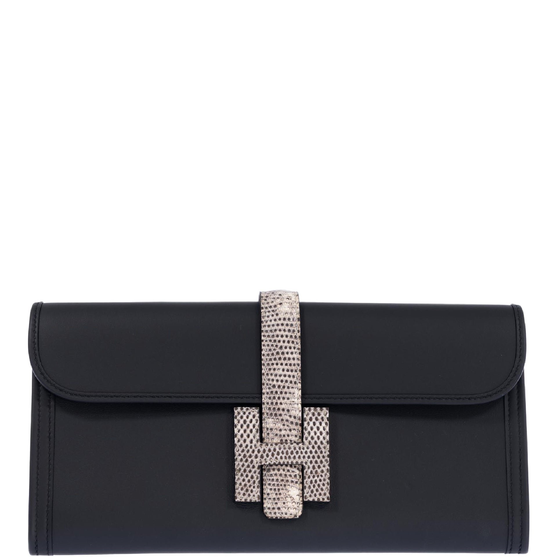 Hermes Hermès Jige Elan Touch Black Swift and Ombre Lizard
