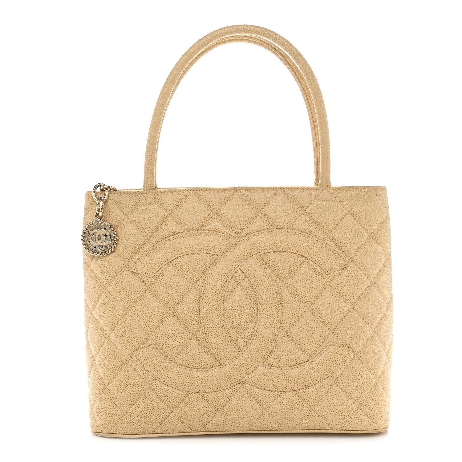 Chanel Caviar Quilted Medallion Tote Beige