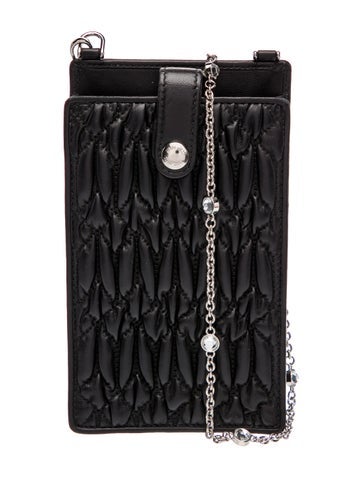 Miu Miu Leather Matelasse Leather Phone Holder