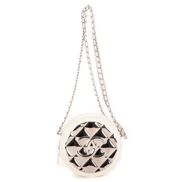 Leather Mirror Round Chain Crossbody