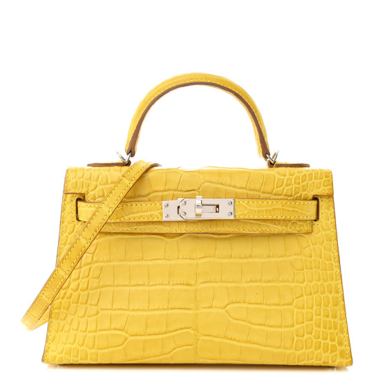 Hermes Matte Alligator Mini Kelly Sellier 20 Mimosa