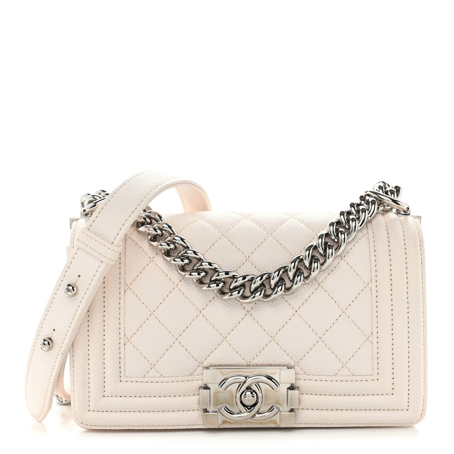 Chanel Caviar Quilted Small Boy Flap White