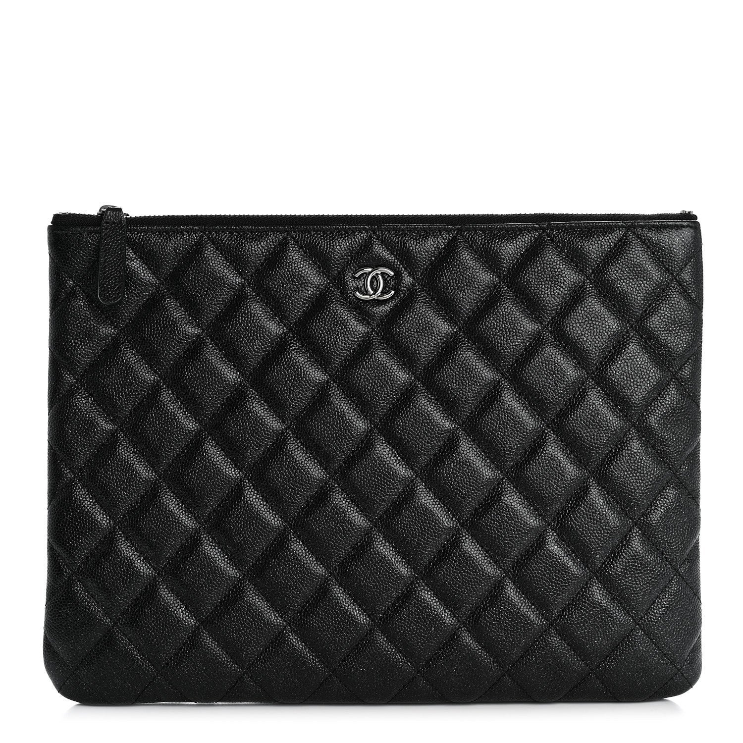 Chanel Iridescent Caviar Quilted Medium Cosmetic Case Black