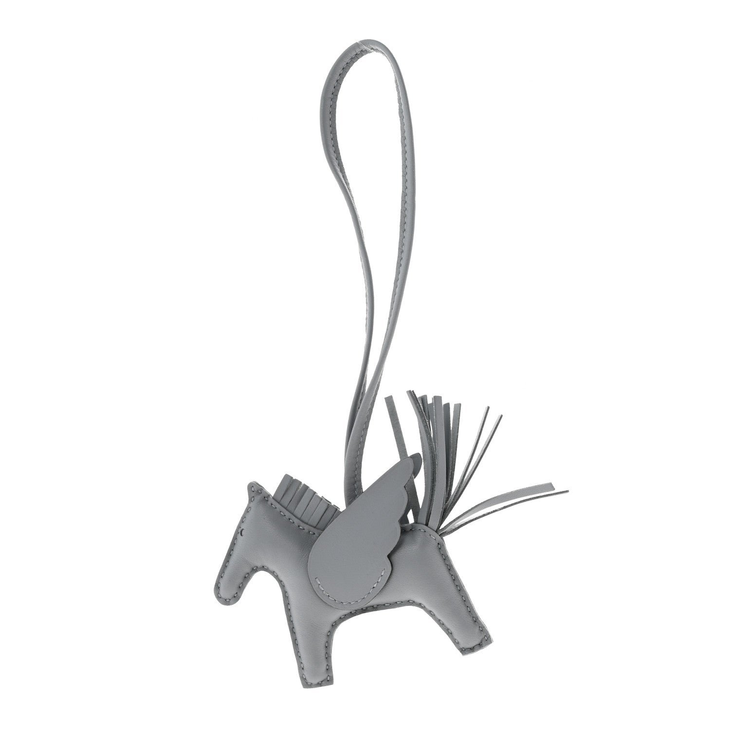 Hermes Milo Lambskin Grigri Rodeo Pegase Horse Bag Charm PM Gris Pantin