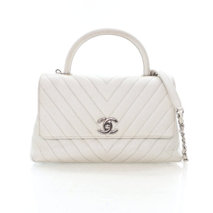 Chanel Medium Chevron Caviar Coco Handle Flap Bag