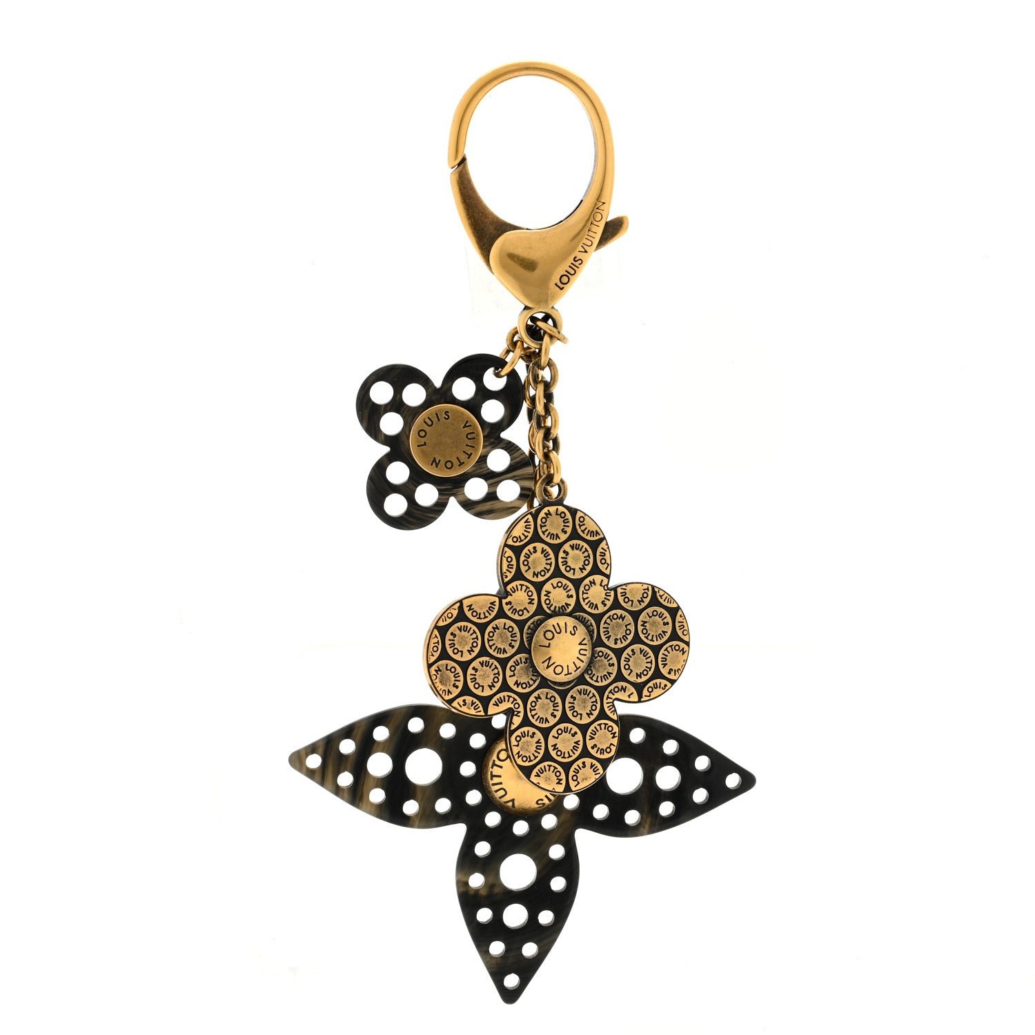 Louis Vuitton Antiqued Brass Resin Rock Flower Bag Charm