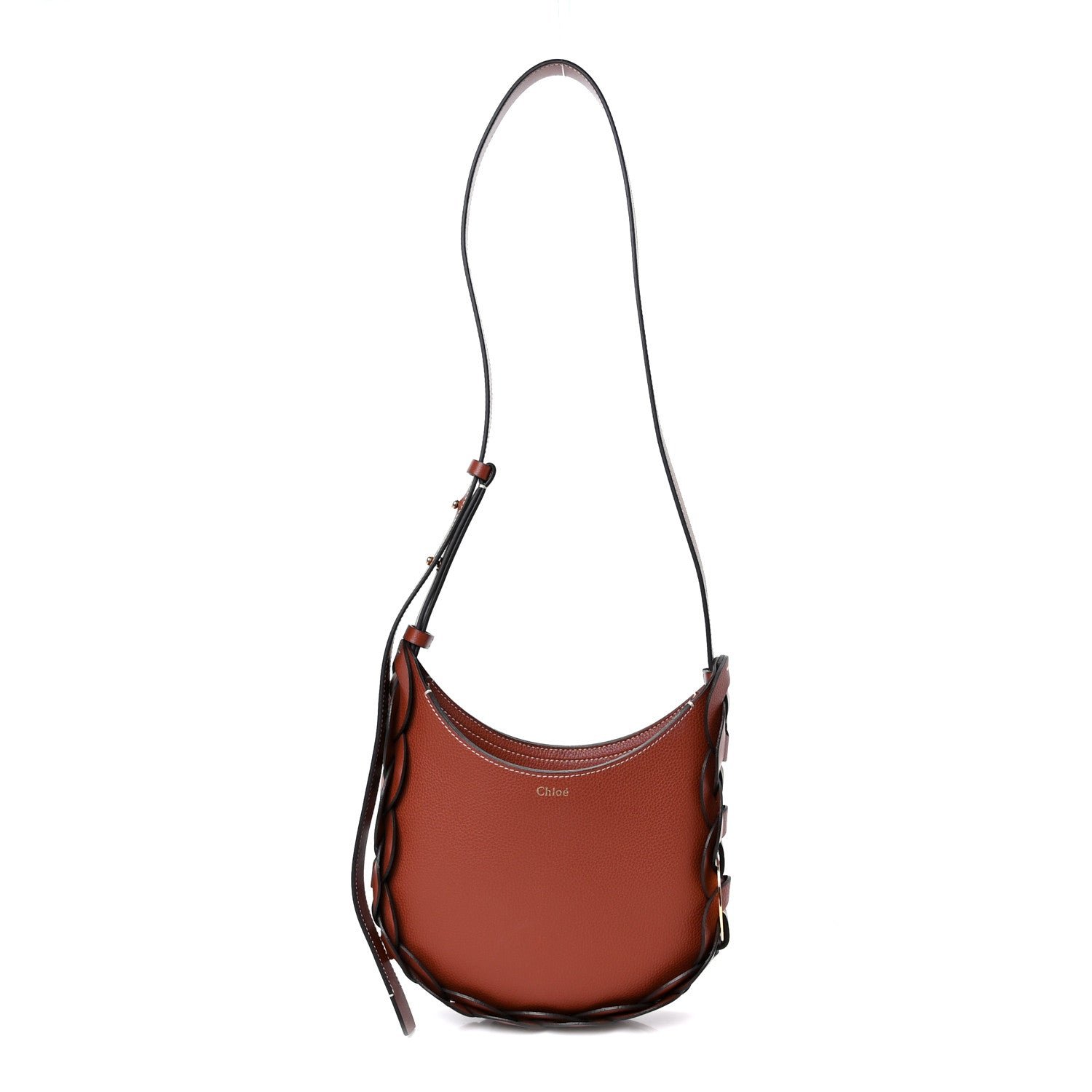 Chloe Small Grain Smooth Calfskin Small Darryl Hobo Sepia Brown