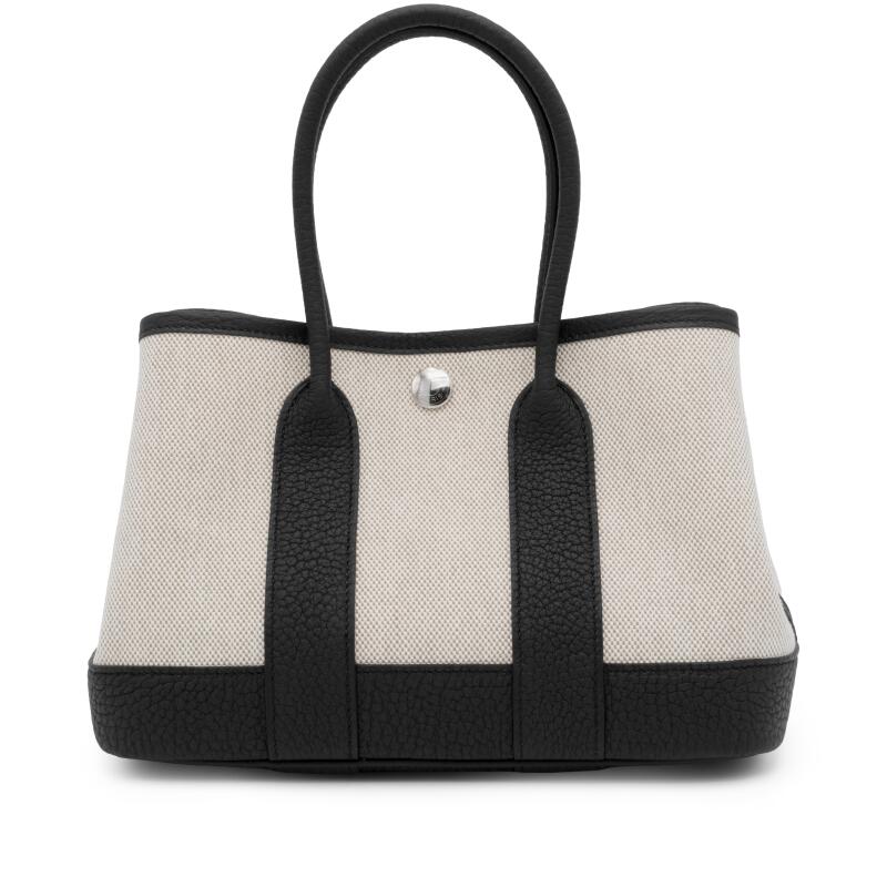 Hermes Black Negonda and Amande and Ecru Toile H Neo Garden Party 23 Palladium Hardware, 2025