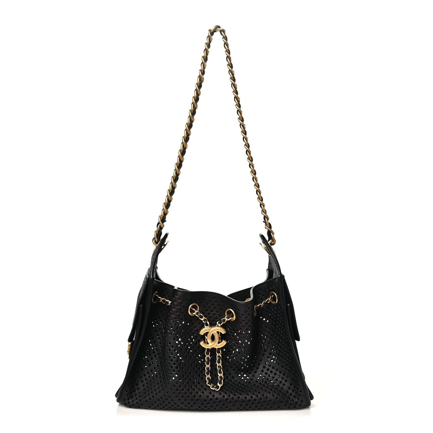 Chanel Perforated Calfskin Mini Chanel 25 Handbag Black