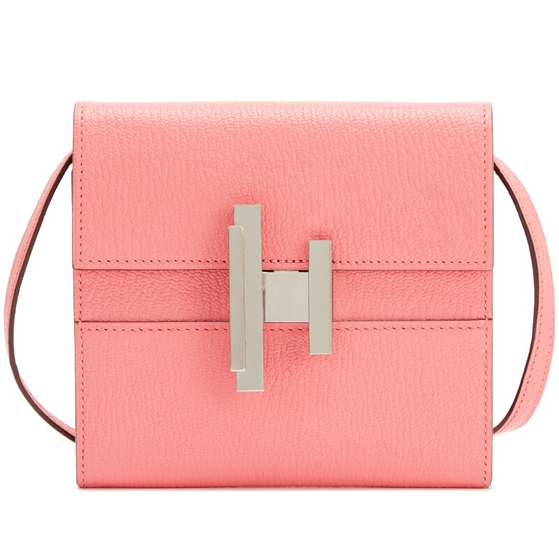 Hermes Rose Lipstick Chevre Mysore Cinhetic To Go Wallet on Strap Bag Palladium Hardware, 2018