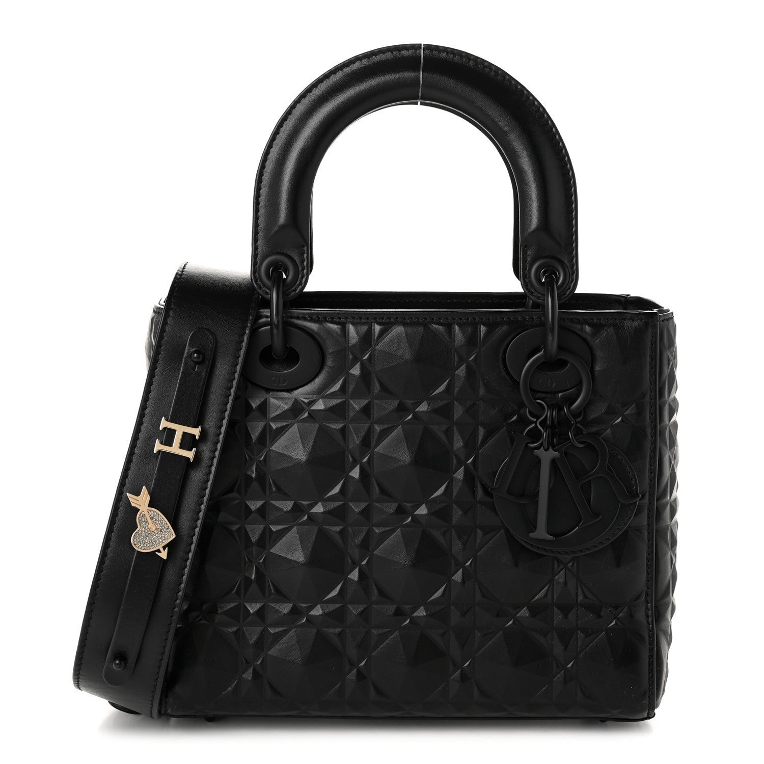 Christian Dior Calfskin Cannage Diamond Small My ABCDior Lady Dior Black