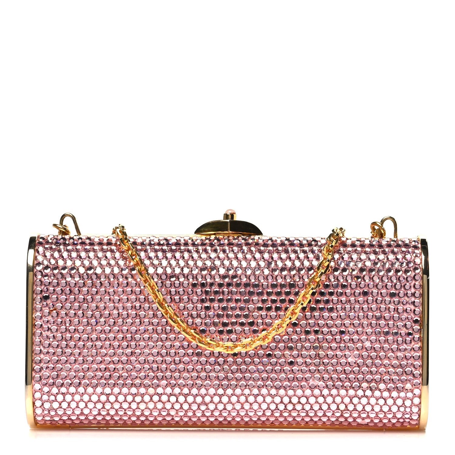 Judith Leiber Judith Leiber Swarovski Crystal Minaudiere Clutch Pink