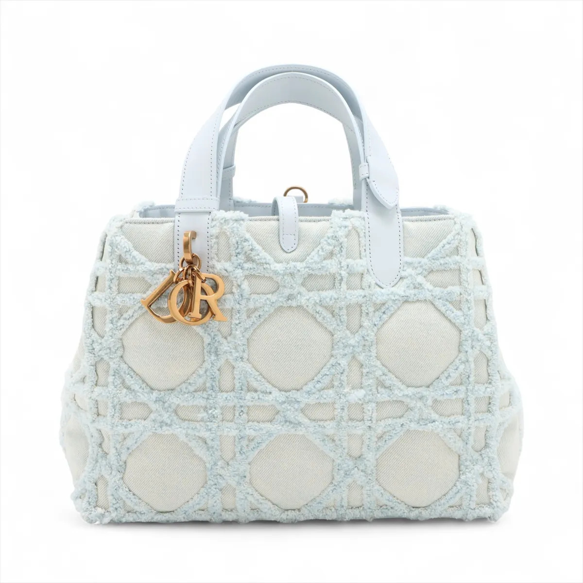 Christian Dior Macrocanage Toujour denim x leather Hand bag Blue Lucky star