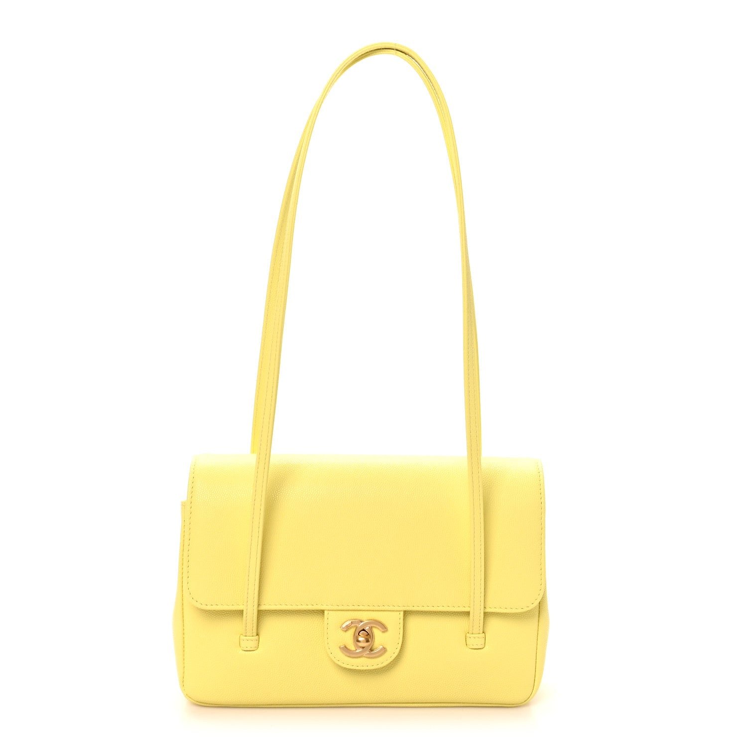 Chanel Shiny Caviar Preppy Coco Small Flap Light Yellow