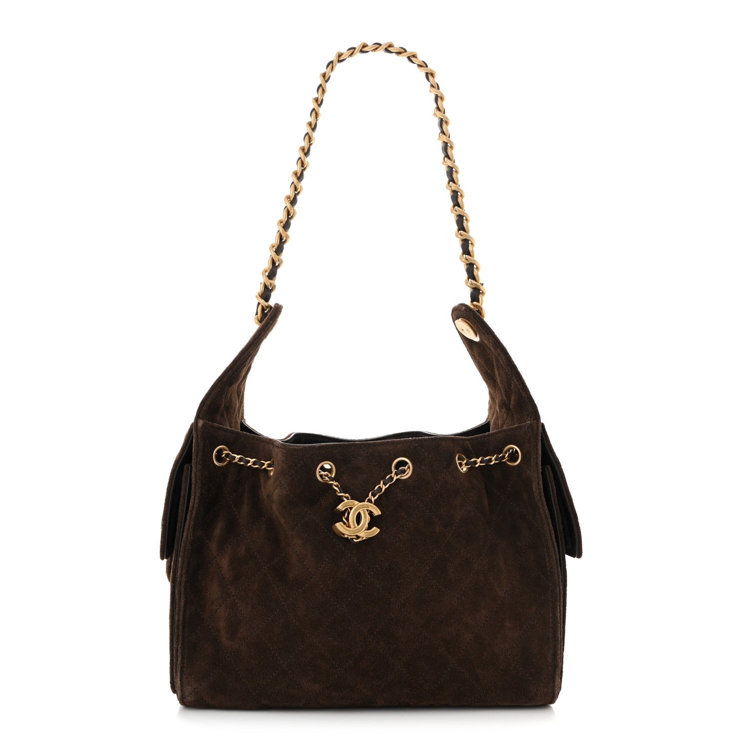 Chanel Suede Quilted Small Chanel 25 Handbag Dark Brown