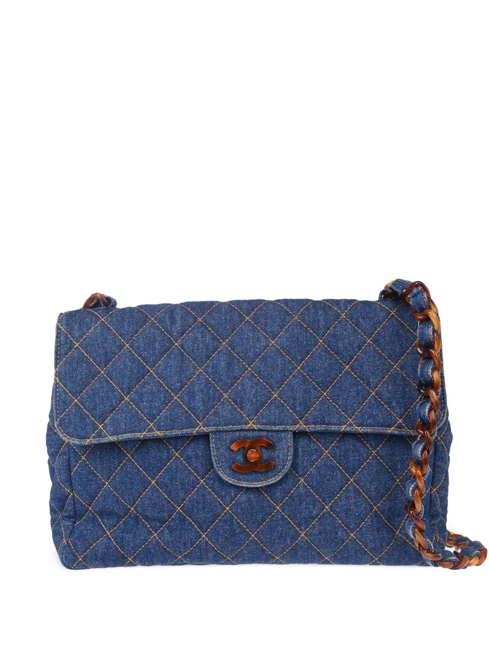 1997 denim diamond-quilted shoulder bag