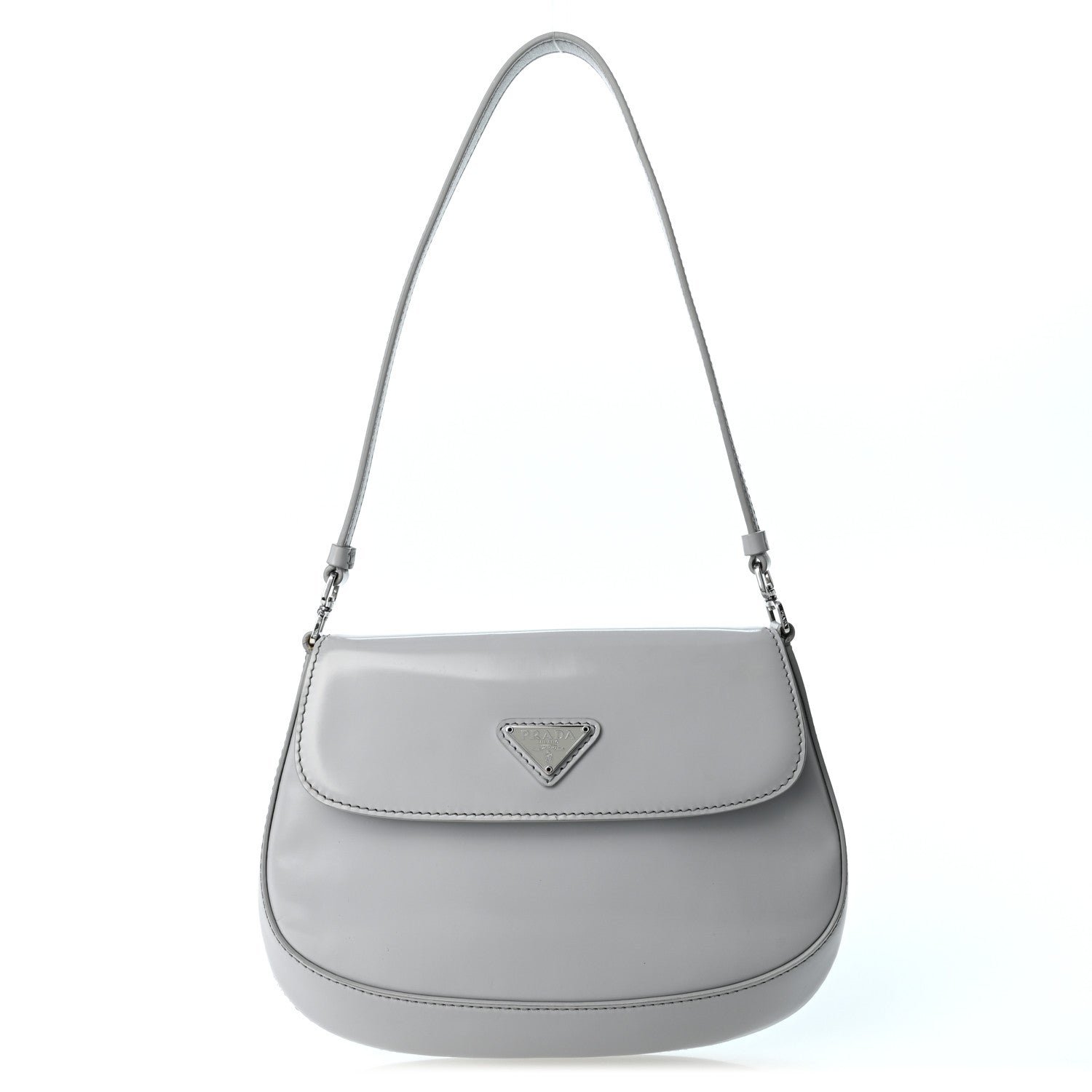 Prada Spazzolato Cleo Flap Shoulder Bag Fiordaliso