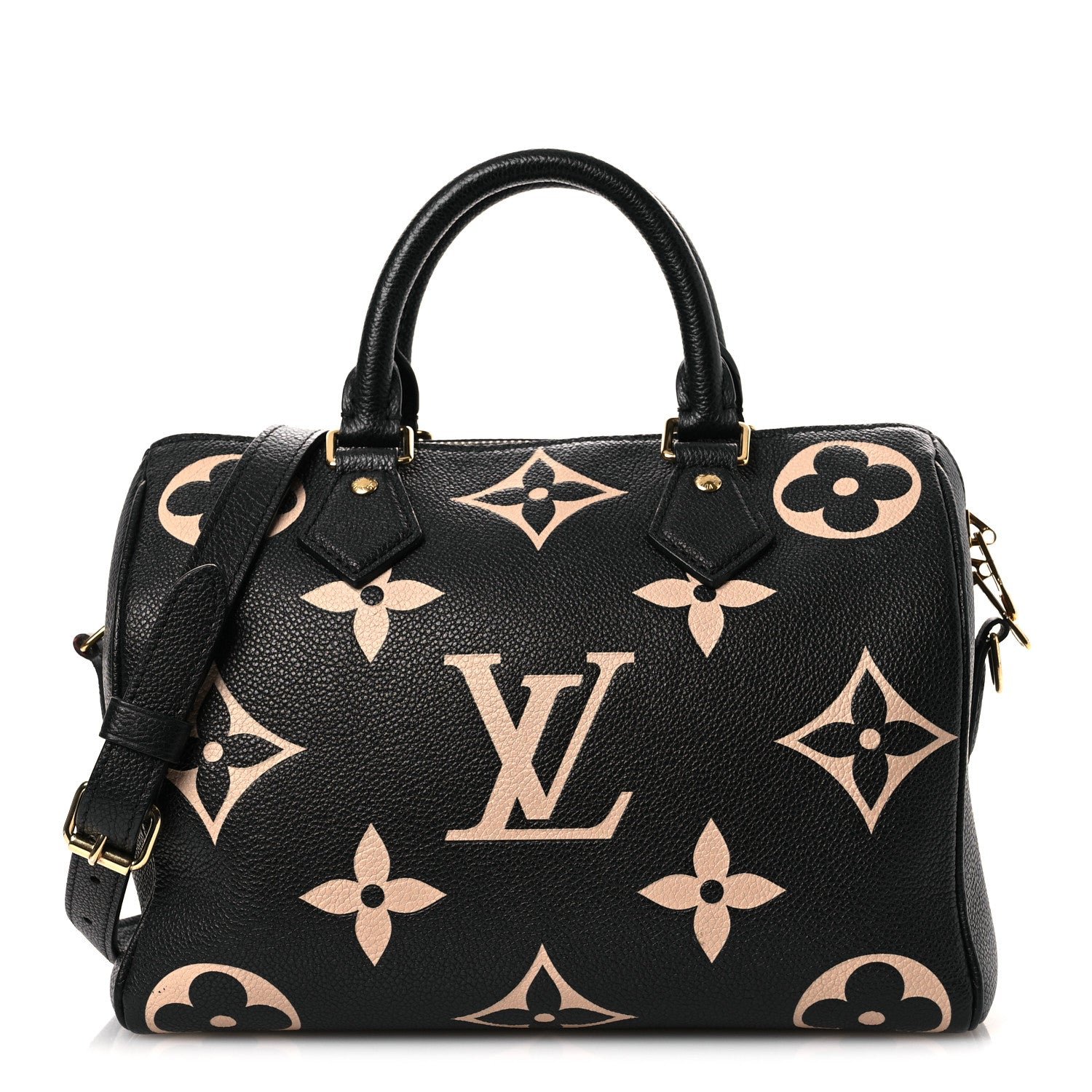 Louis Vuitton Empreinte Monogram Giant Speedy Bandouliere 25 Black Beige